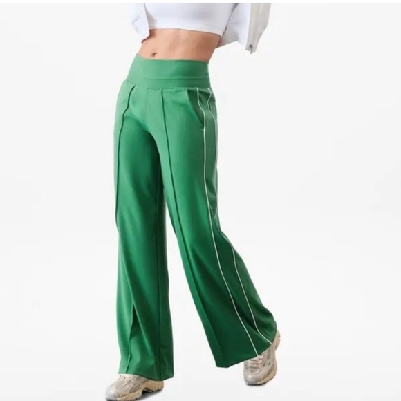 ATHLETA Green Venice High Rise Track Stripe Wide Leg Pant XS TALL - Picture 1 of 6